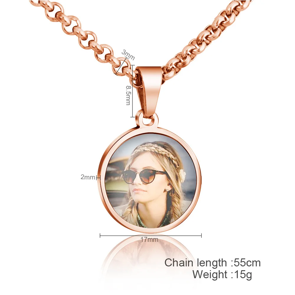 AIYANISHI Mothers Day Round Shape Round Necklace Personalized Custom Name Photo Gold Chain Necklace Women Men Customized Jewelry