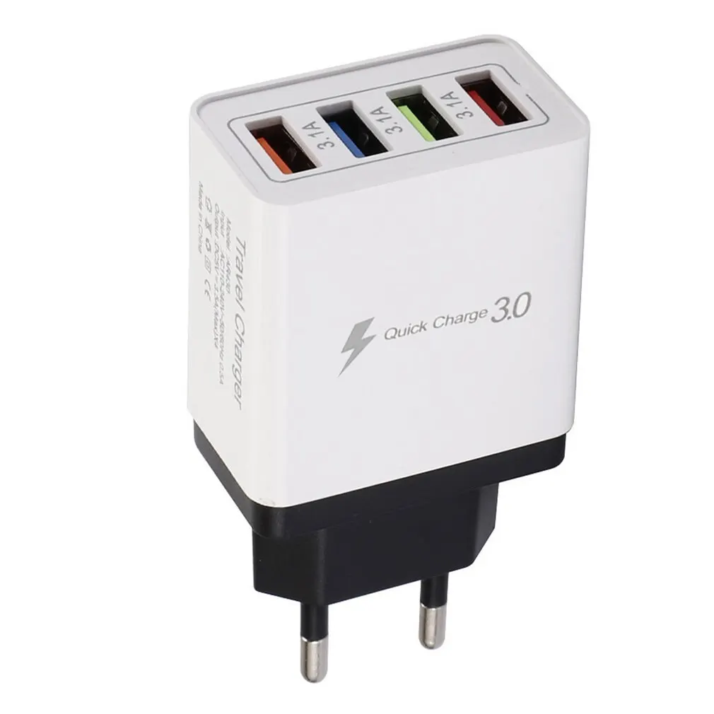 

4 USB Port Colorful Charger Travel Charging Head Induction Charger USB Quick Mobile Phone Charger Phone Adapter