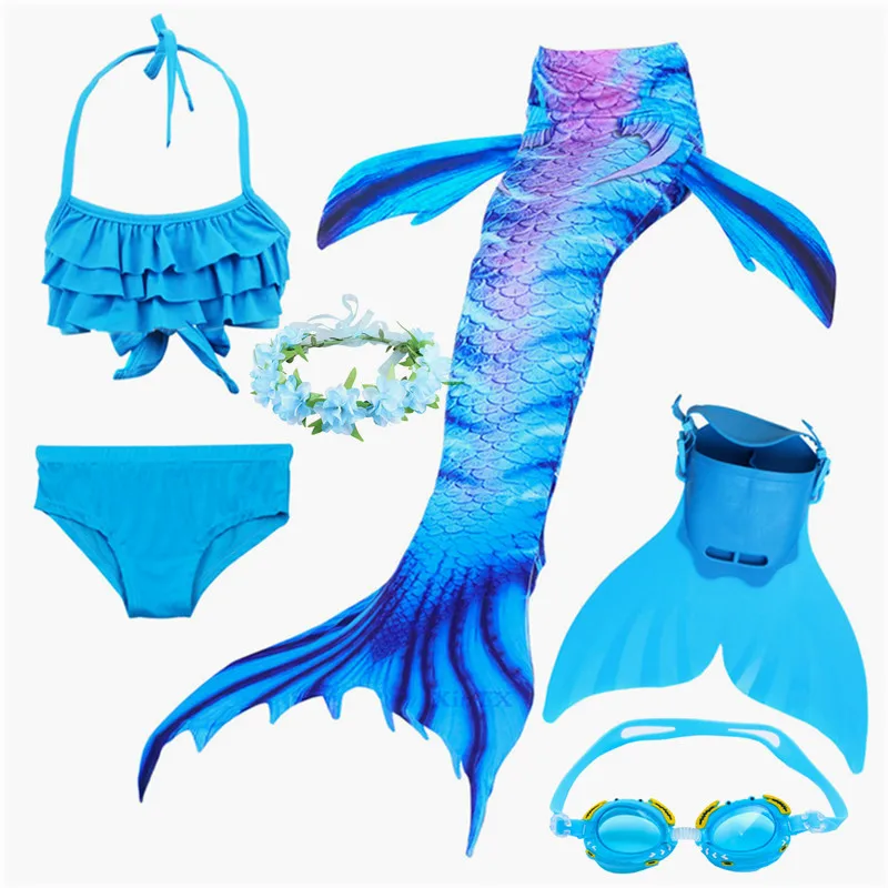 Новинка 2020 года Детский купальный костюм русалки Бикини С флиппером Монофин для