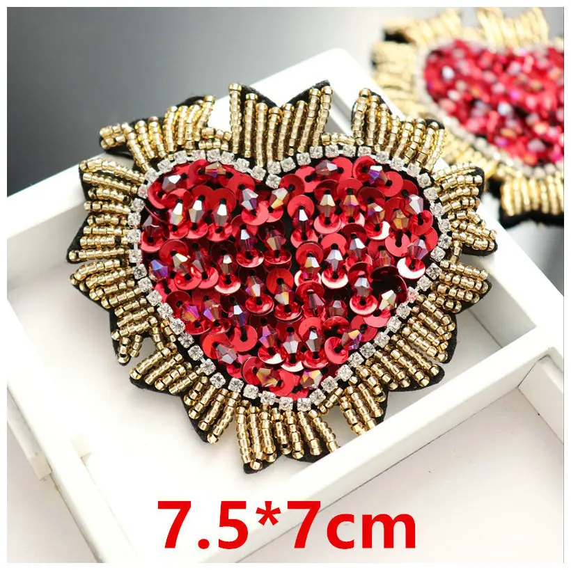 Вышивка бисером сердца патчи стразы аппликация значки кристаллы бусины