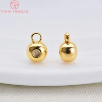 308420pcs 3mm 4mm 24k gold color plated brass with rubber hanging beads high quality diy jewelry making findings