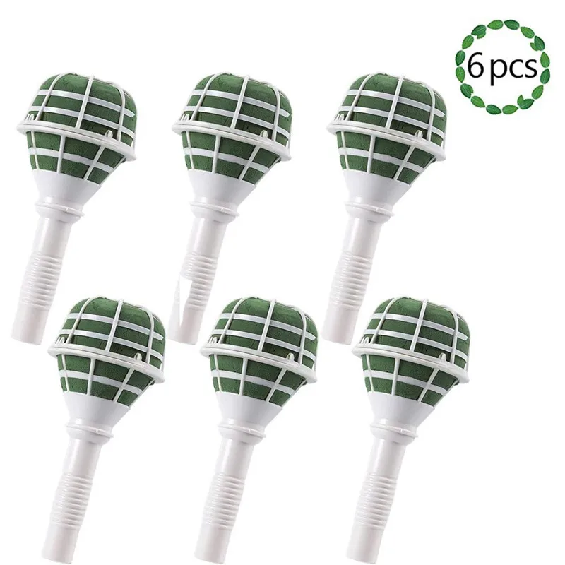 

6 Pieces Wedding Bridal Rose Floral Foam Oasis Bouquet Posy Holder for Wedding Bridal Flower DIY Handle Flower Party Decoration