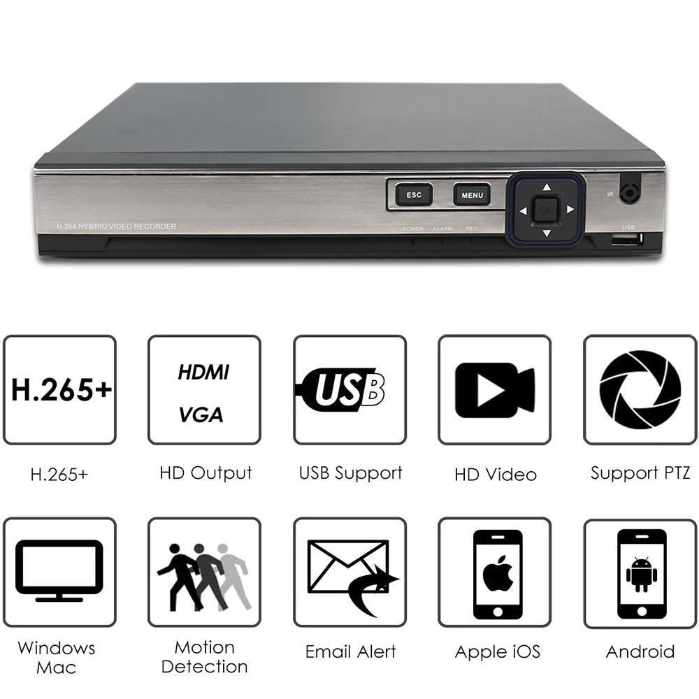 Видеорегистратор RUSFEIDA 4K 8 Мп 4/8 каналов H.265 5 в 1 AHD DVR цифровой видеорегистратор ONVIF
