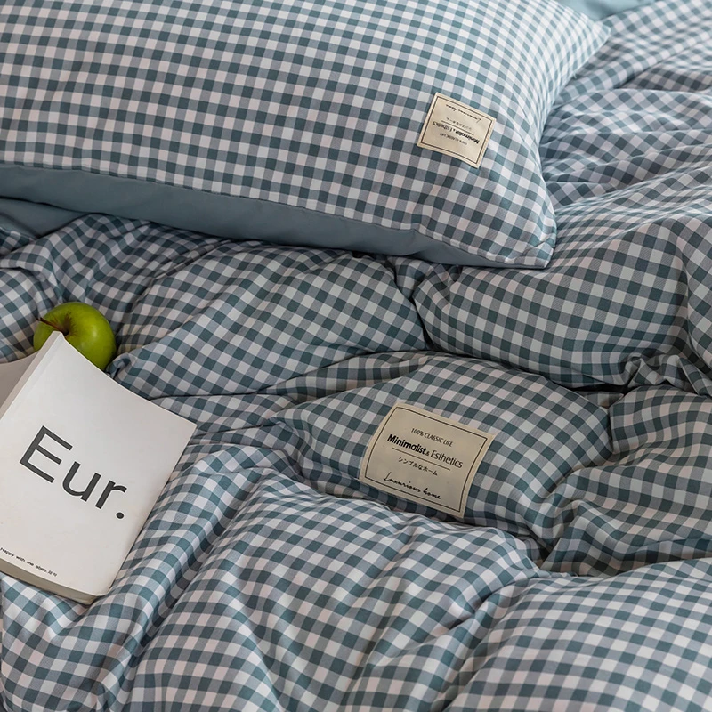 

Blue Plaid Bedding Sets Boys Girls Duvet Cover Set Bed Sheet Pillowcases Twin Full Queen King Size Bedclothes for Bedroom Decor