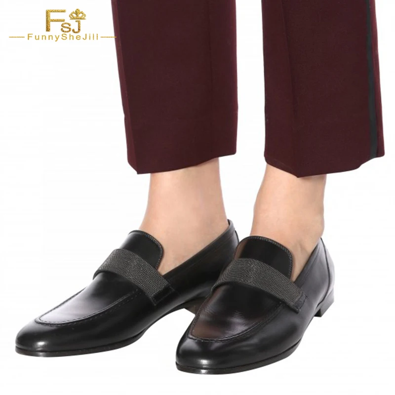 

Лоферы FSJ женские из лакированной кожи, офисные туфли на плоской подошве, с круглым носком, без застежки, удобные повседневные, в стиле ретро,...