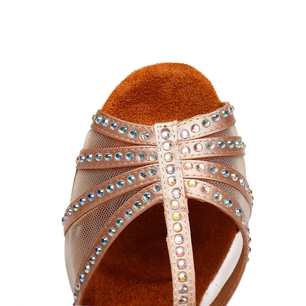 HROYL латино-американских танцев танцевальная обувь для девушек и женщин С Стразы