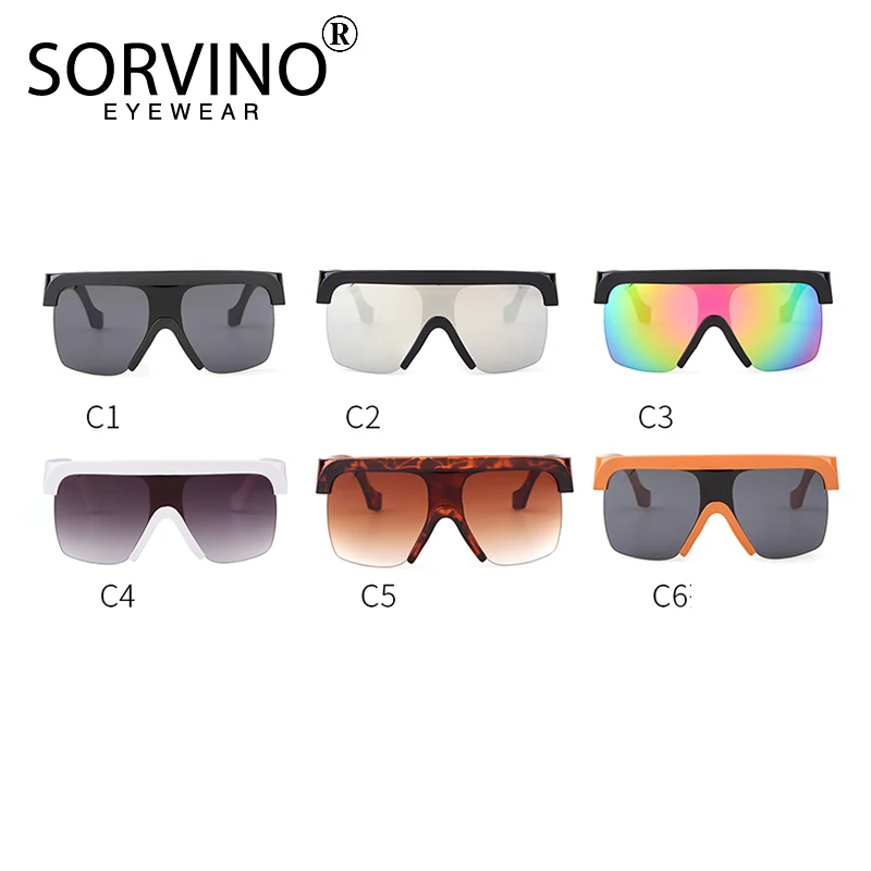 Солнцезащитные очки-авиаторы SORVINO большие зеркальные без оправы в стиле ретро P331