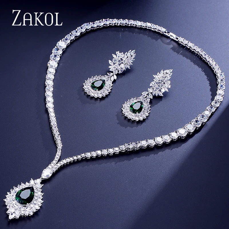 ZAKOL Винтаж микро-инкрустация кубического циркония синий Кластерные украшения