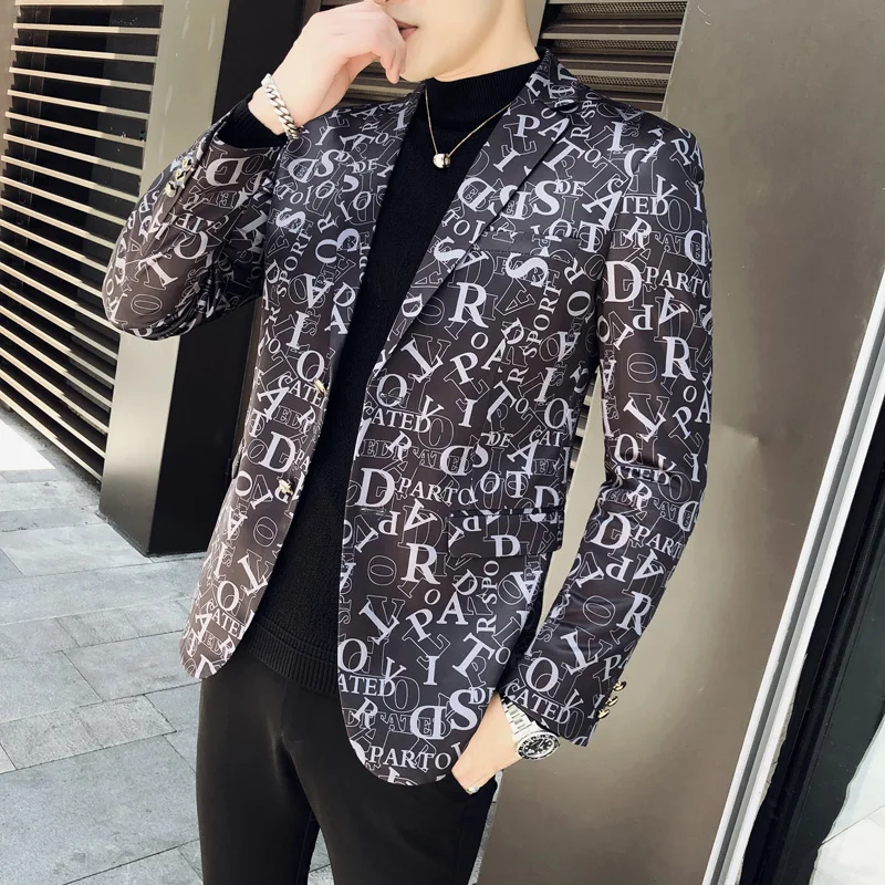 Новинка Мужской Блейзер роскошный жаккардовый однобортный пиджак и куртки для