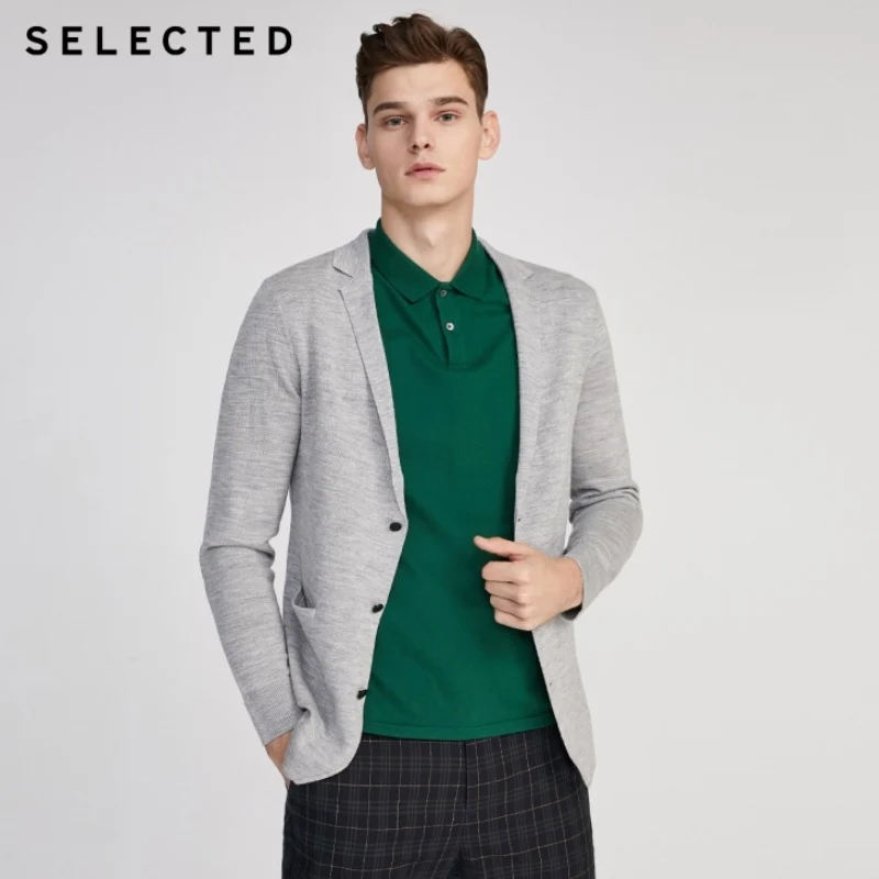 Мужской шерстяной вязаный кардиган SELECTED деловой Повседневный свитер 419324542 |