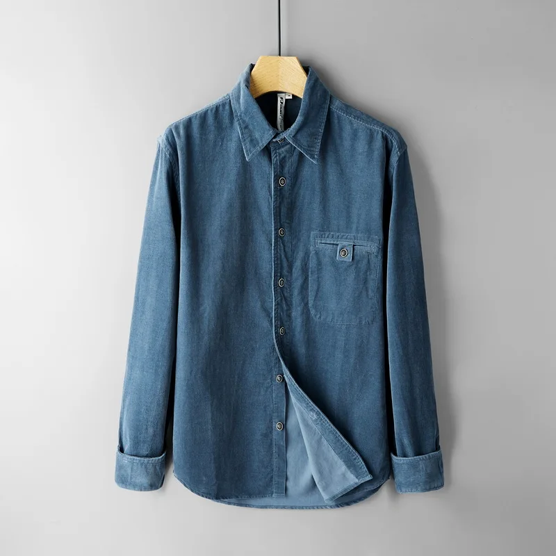 

New arrival long-sleeved cotton shirt men brand autumn shirt for men fashion corduroy shirts male solid shirts chemise overhemd