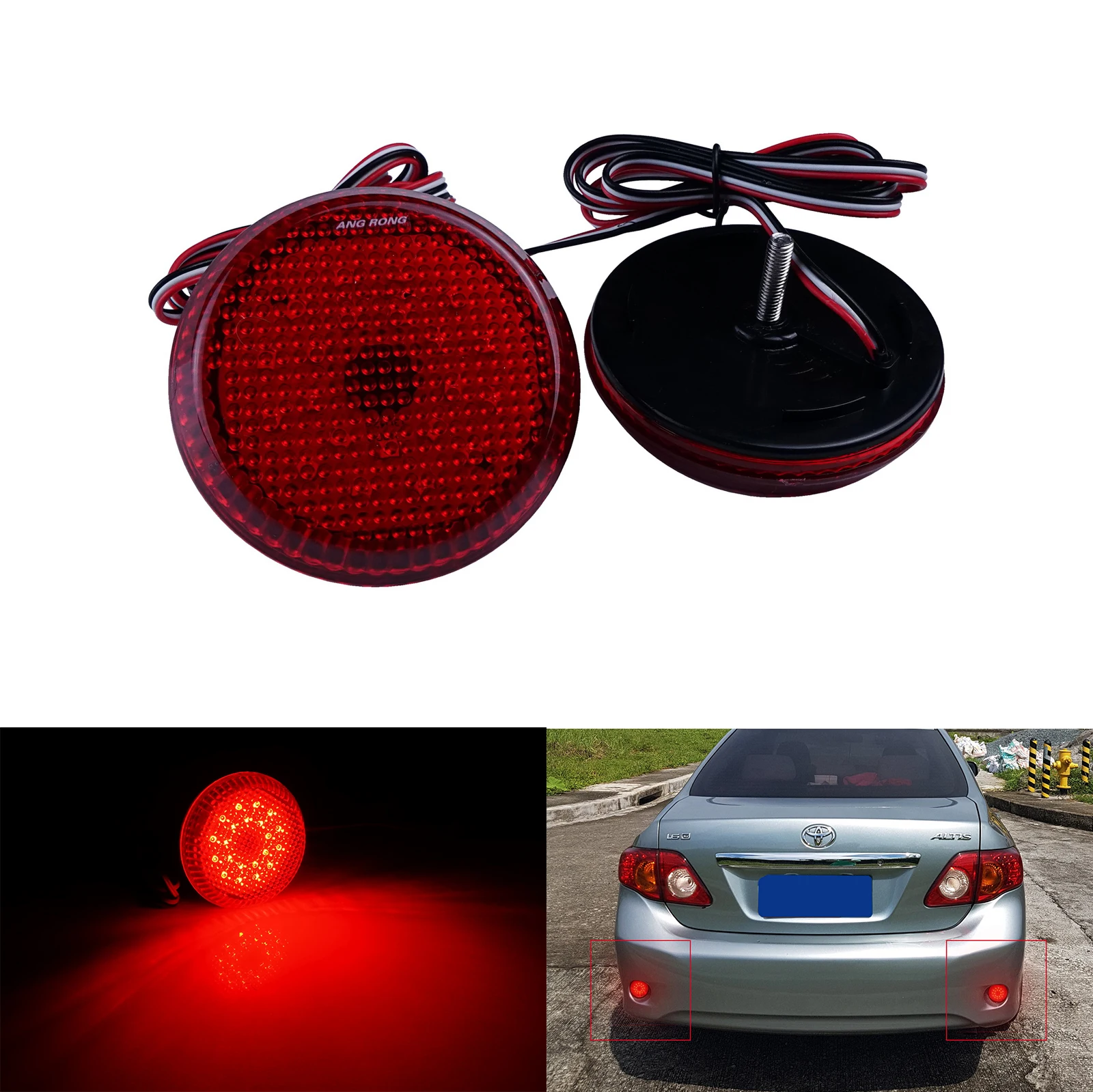 

ANGRONG 2X For Toyota Sienna SE Corolla Scion iQ LED Bumper Reflector Tail Brake Stop Light