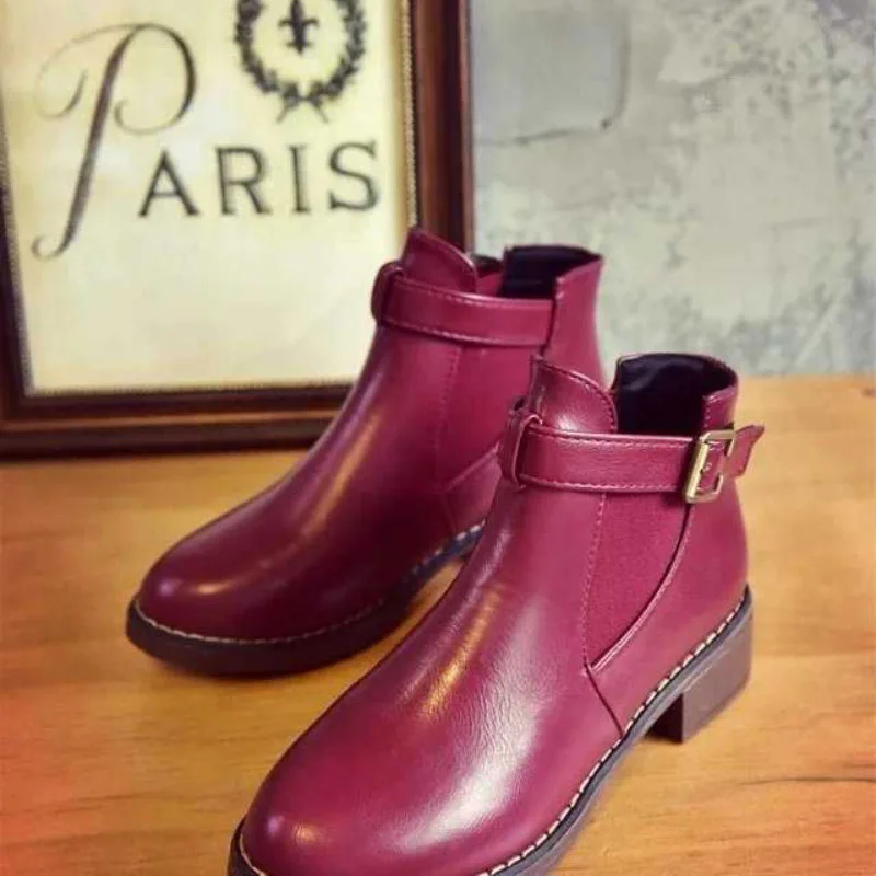 Bishen/осенне зимние ботинки женские ботильоны из искусственной кожи женская обувь