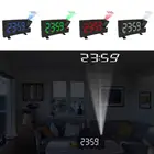 Многофункциональный Светодиодный проекционный будильник, телефон с подсветкой, радио, таймер, динамик 3 Вт, четыре уровня, дисплей, регулировка яркости