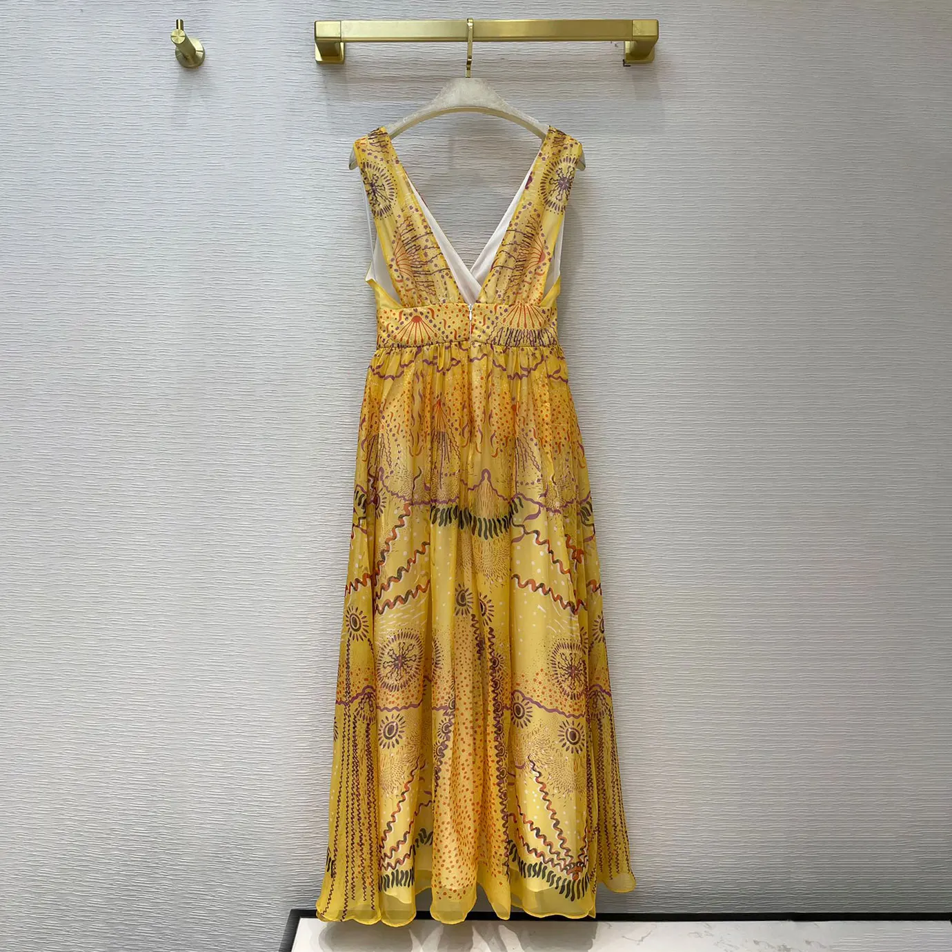 

Big-name Summer Ladies Chiffon 3D Printing Pleated Vest Long Dress2021New Women's Fashion Party Belts Pleated Puff Skirt Bind XL