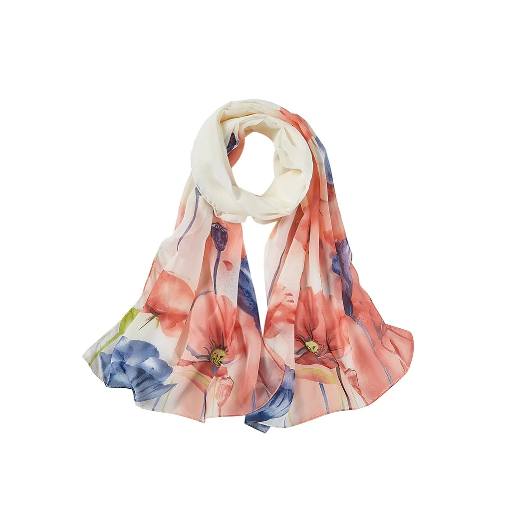 Женский шифоновый шарф шаль Длинный мягкий с принтом пляжное полотенце