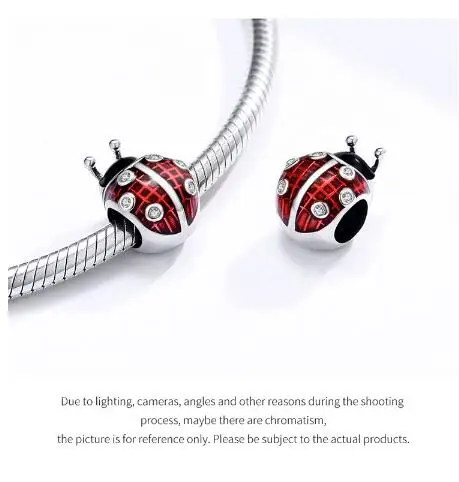 

Ladybug Metal Beads for Women Jewelry Making 925 Sterling Silver Red Enamel Charm fit Original Bracelet DIY