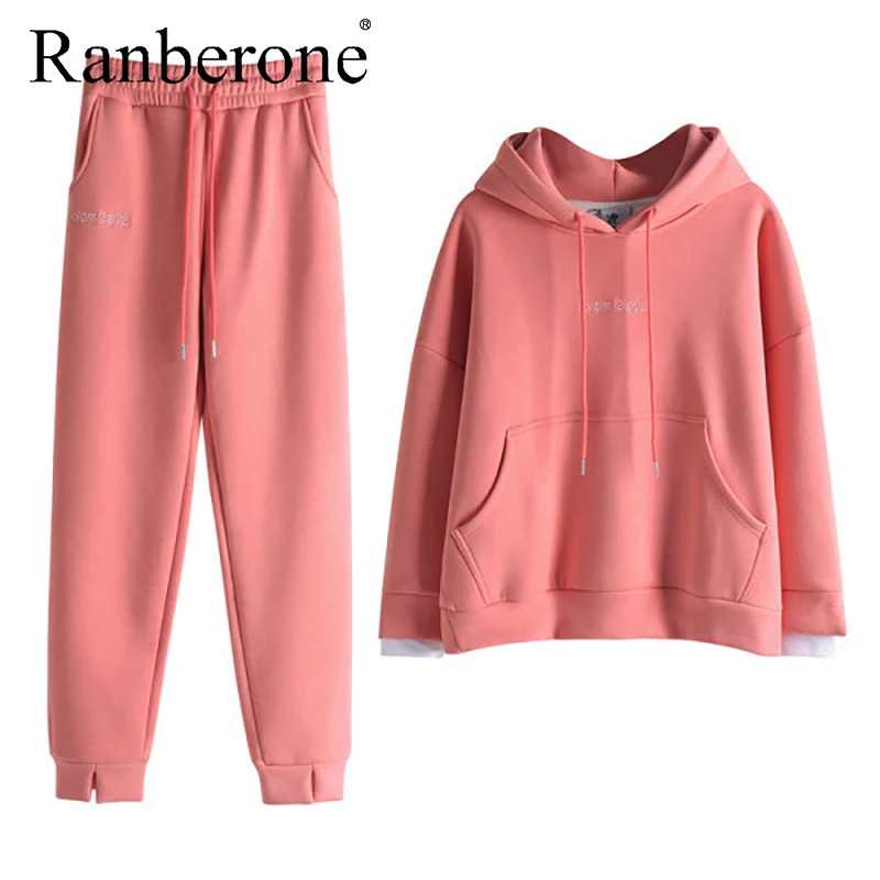 Костюм спортивный Ranberone женский из 2 предметов толстовка с длинным рукавом и