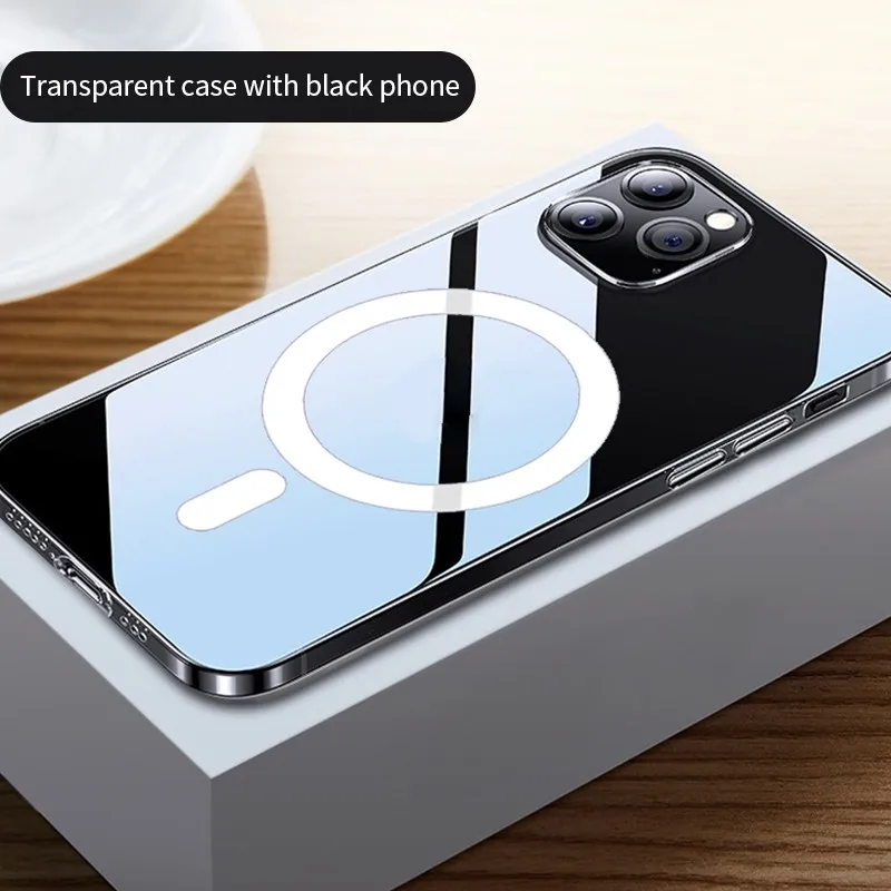 

Transparent Magnetic Case for iPhone 12 Pro Max Mini Magsafing Magnet Clear Back Cover for iPhone 11 Pro XS Max X XR iPhona