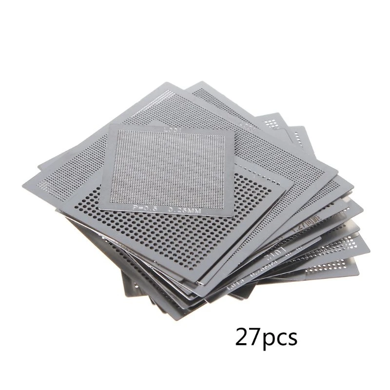 

27Pcs BGA Directly Heat Reballing Universal Stencils with Template Jig for SMT SMD Chip Rework Repair Parts