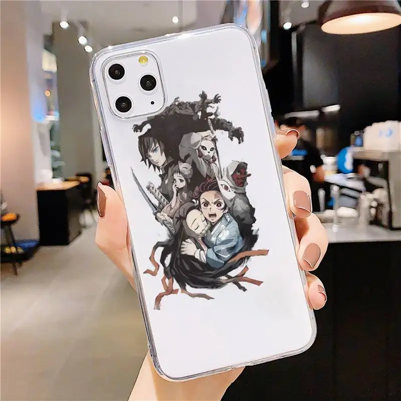 

Anime Demon Slayer Cartoons Phone Case Transparent soft For iphone 5 5s 5c se 6 6s 7 8 11 12 plus mini x xs xr pro max