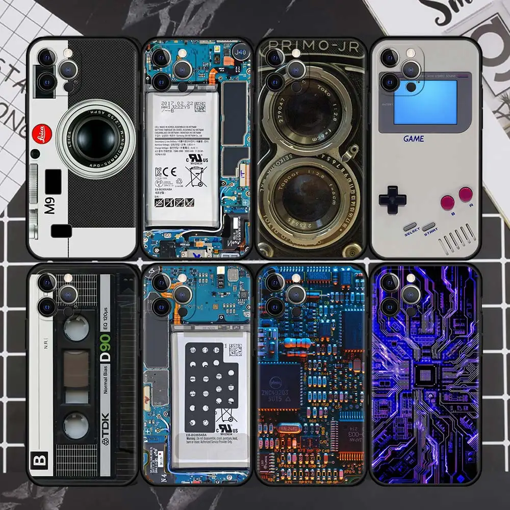

Retro Game Camera Phone Case For iPhone 13 11 12 Pro XR 7 8 + X XS Max 6 6S Plus 5 5S SE 2020 11Pro Coque Black TPU Shell