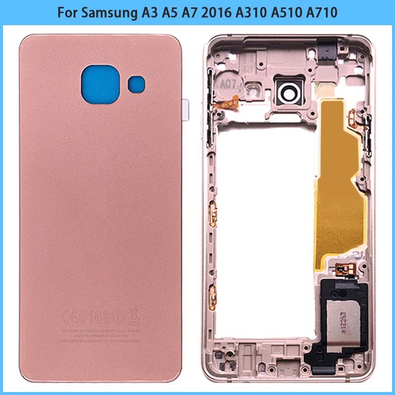 Задняя крышка аккумулятора для Samsung Galaxy A3 A5 A7 2016 + передняя средняя рамка замена