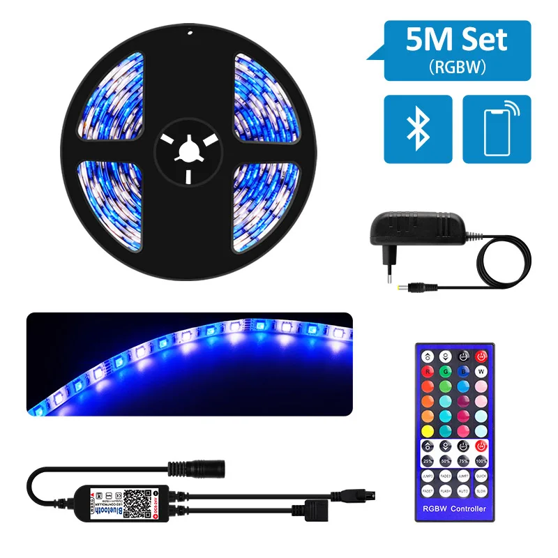 5M RGBW RGBW RGBWW светодиодный светильник 5050SMD Bluetooth Светодиодная лента 40Key пульт дистанционного управления Водонепроницаемый светодиодный светильник 60 Светодиодный s/m 5M - Испускаемый цвет: 5M RGBW