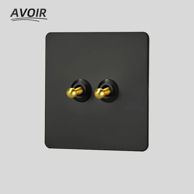 

Avoir Light Switch Usb Wall Electrical Socket Toggle Switches Black Stainless Steel Panel 1 2 3 4 Gang 2 Way EU French Plug 220V