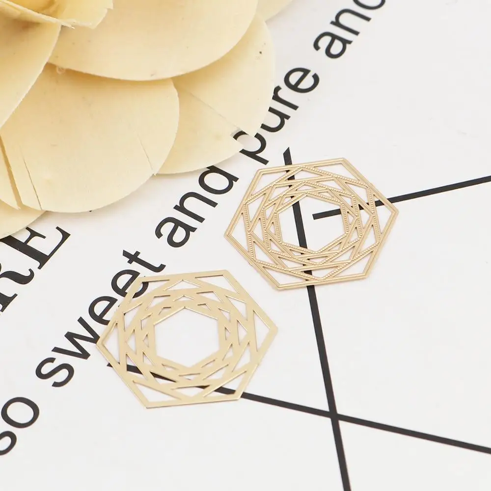 DoreenBeads Fashion Copper Filigree Stamping Connectors Hexagon KC Gold Silver Color Jewelry DIY Findings24mm x 21mm 10 PCs | Украшения и