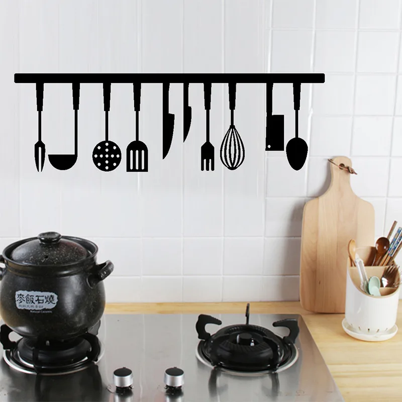 

Hot sale Kitchenware Wall Sticker Kitchen cupboard background decoration Mural Art Decals home decor stickers PVC wallpaper