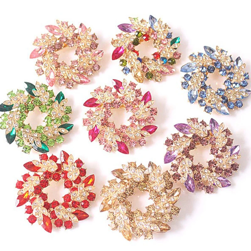 

Women's Fashion High-end Gifts Corsage Jewelry Shiny Rhinestone Crystal Alloy Bauhinia Ring Brooch Fashion Jewelry