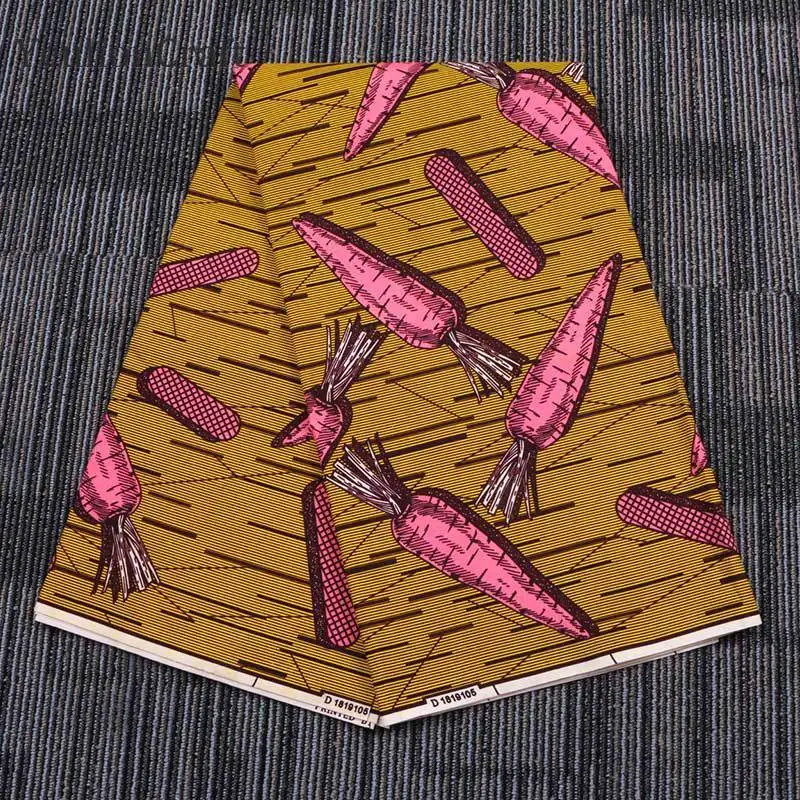 Африканская ткань с принтом моркови полиэстер Анкара 1 ярд | Дом и сад