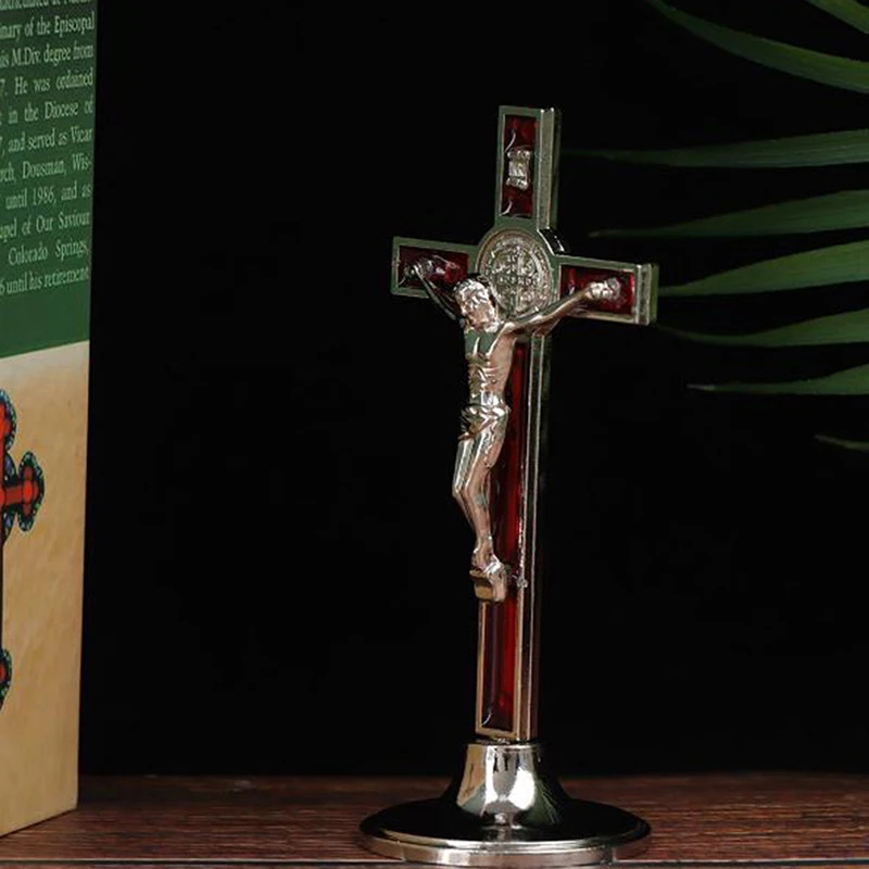 

Home Chapel Decor Cross Crucifix Stand Christ Catholic Jesus Statue Figurine Religious Prayer Church Decoration Car