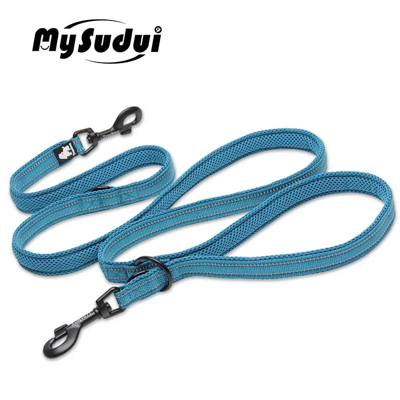 blue MySudui Truelove 7 в 1 Многофункциональный нейлоновый поводок для собак, двойной тренировочный поводок для бега, свободные руки, поводок для собак Honden Halsband - Цвет: blue