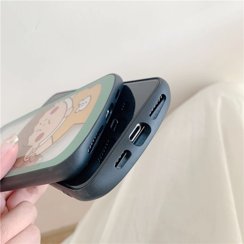 Cute couple boy girl curved tempered glass shatter-resistant mobile phone case for iPhone 10 6 6s 7 8 Plus Xr X Xs Max |
