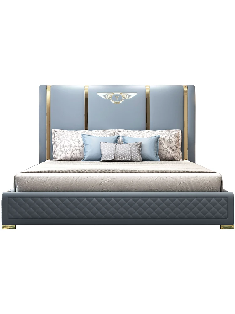 Легкая роскошная кожаная кровать в итальянском стиле простая современная