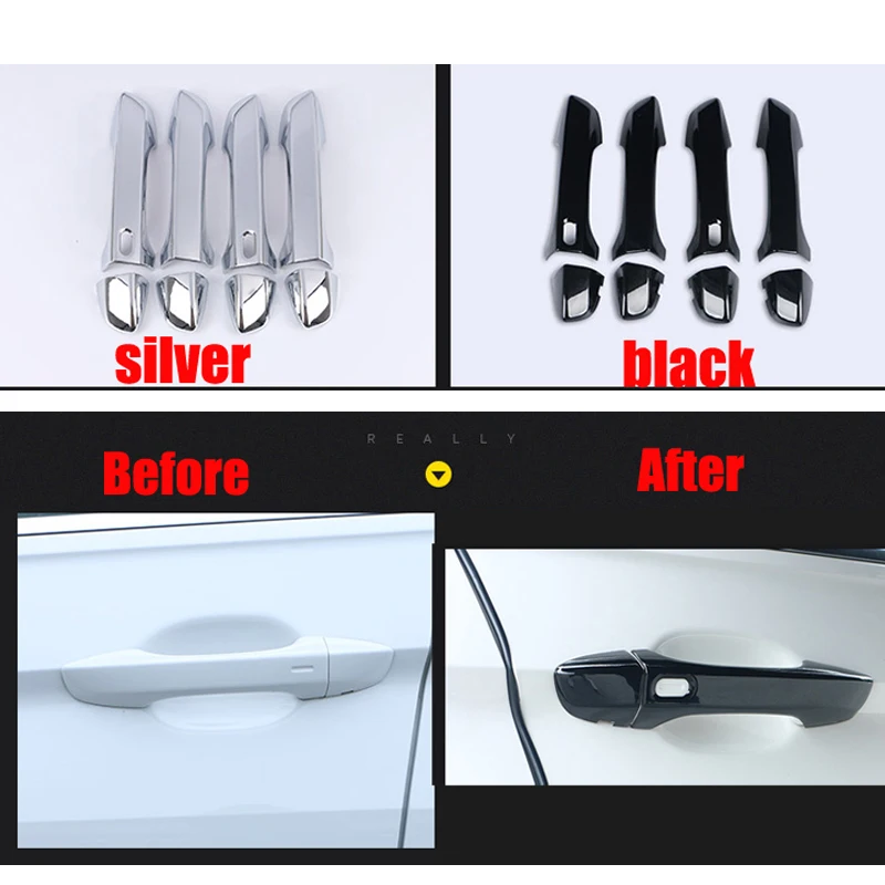 Хромированная наклейка из АБС пластика для дверных ручек клейкая на раму 8 шт.