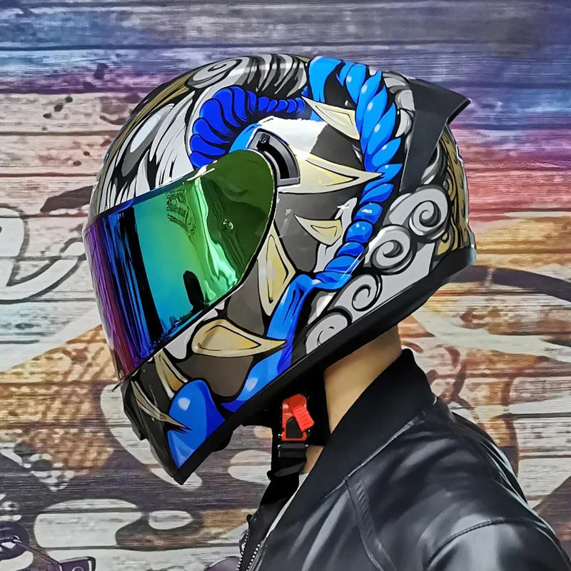Профессиональный защитный шлем с двойным объективом гоночный мотоциклетный для