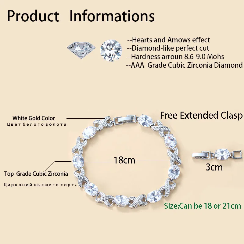 Женский браслет цепочка серебряного цвета с фианитами|Цепочки и браслеты| |