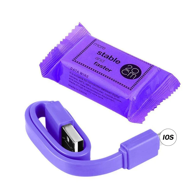 Purple candy Mini USB кабель для мобильного телефона Micro usb type C зарядное устройство кабель для iPhone 8 7 huawei Быстрая зарядка данных шнур 20 см - Цвет: Purple