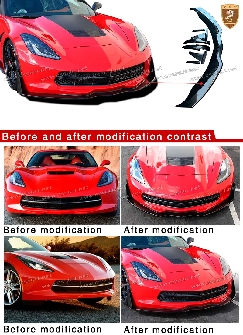 Углеродное волокно передний диффузор для губ для Corvette C7 обвес Авто Модификация аксессуары для стайлинга автомобилей