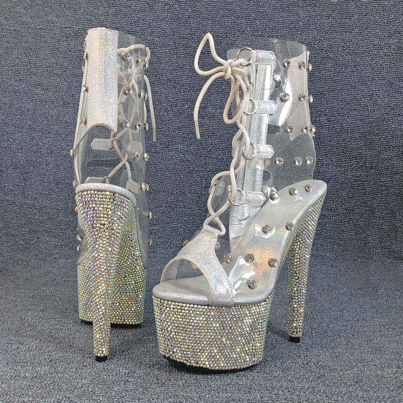 Leecabe/модные босоножки для танцев на шесте со стразами каблуке 17 см женская обувь