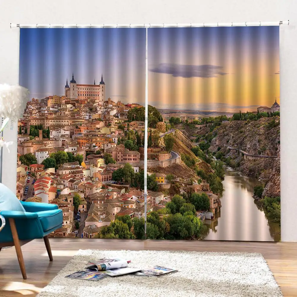 На заказ любой размер 3D шторы современное городское здание за окном декорации