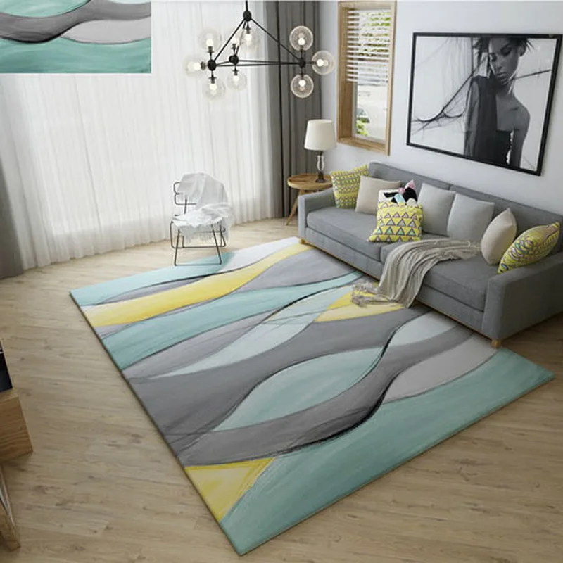 Moderno e Minimalista Sala de Estar Tapetes para o Quarto Tapete Padrão Geométrico Piso Almofada Sala Estar Grande