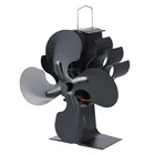 4 лезвия, вентилятор для печи, работающий от тепловой энергии Black вентилятор для камина, экологически чистый тихий вентилятор для дома, эффективное распределение тепла