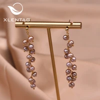 xlentag natural freshwater light purple pearl drop earrings elegant women wedding accessories party gift classic jewelry ge0908a