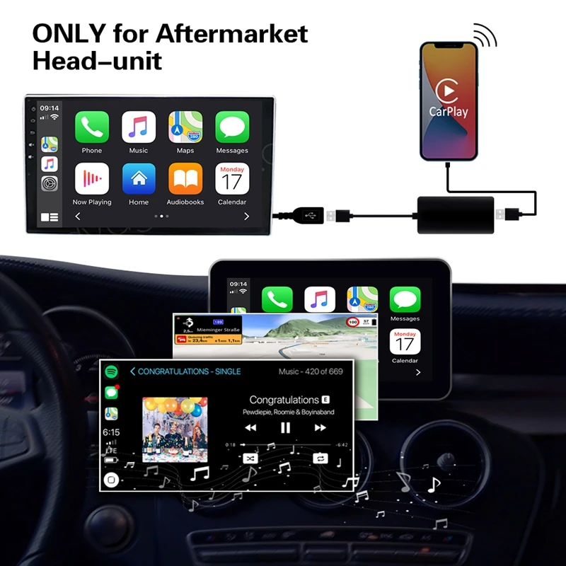 

CarPlay & Android Auto & Mirrorlink 3 в 1 Plug and Play USB-ключ для Android-навигатора, плеера Mirrorlink /IOS1