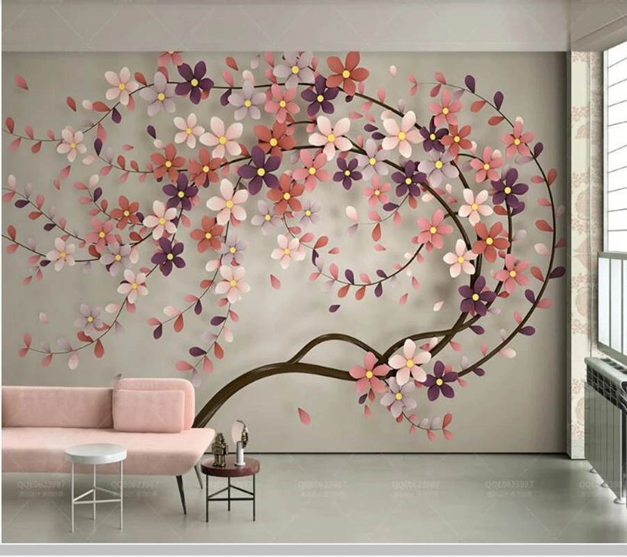 Настенные 3d обои Papel de pared A Красочные с цветами дерева в скандинавском стиле