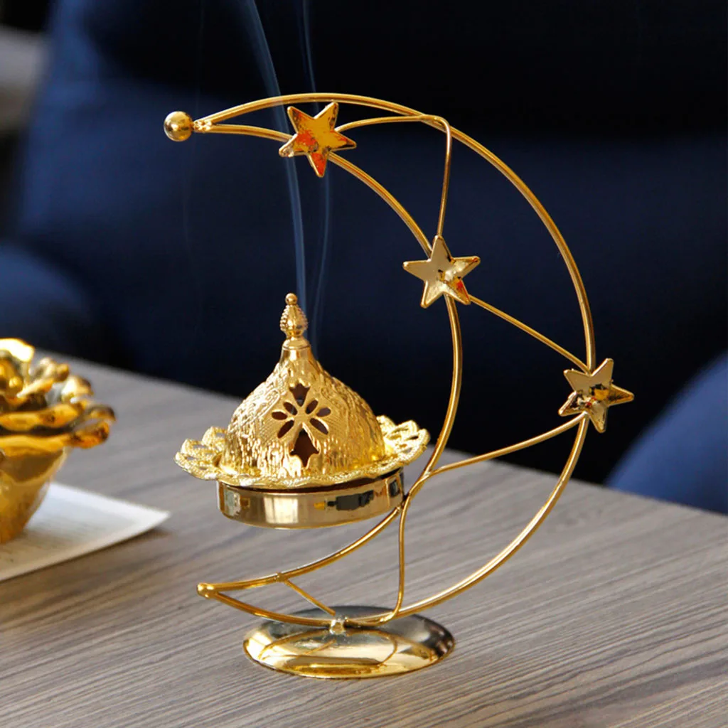 

Moon Shape Incense Burner Tealight Candle Holder Stand Eid Mubarak Censer